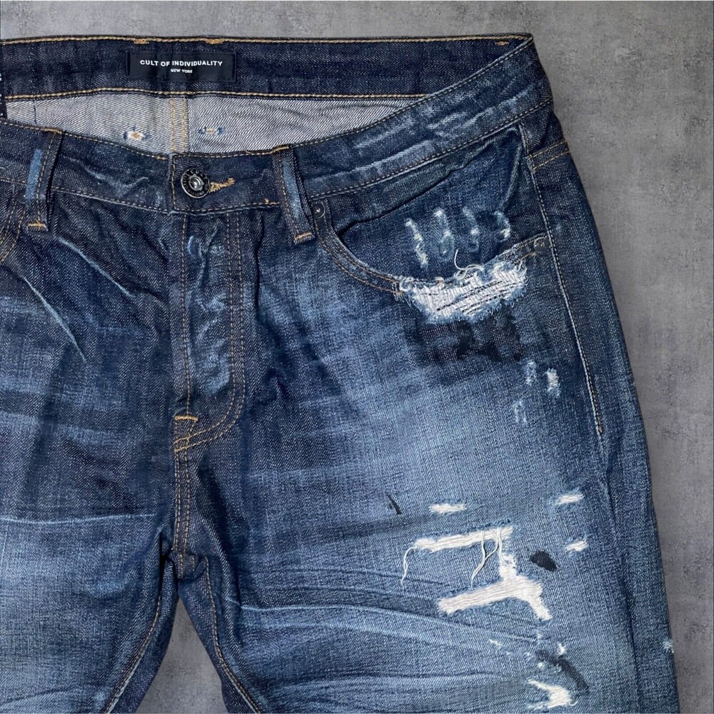 Cult of Individuality Jeans 34x29 Greaser Straight Blue Heritage Selvedge Denim - Picture 5 of 16